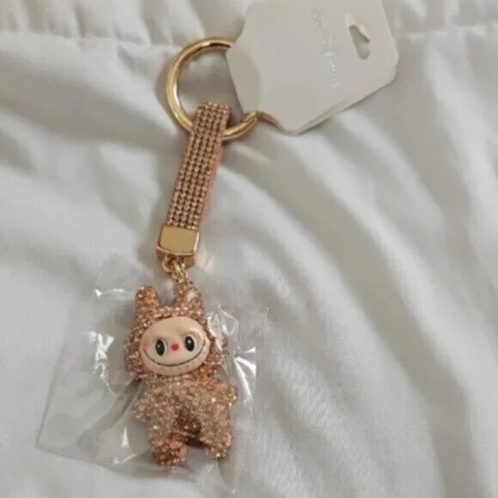 Sparkling Rose Gold Bunny Charm Keychain
